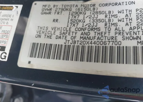 2004 Lexus Gx 470 from USA, damaged, VIN JTJBT20X440067700